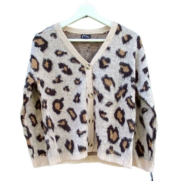 NWT art class Leopard Cheetah Cardigan XL 14/16 - Picture 2 of 6